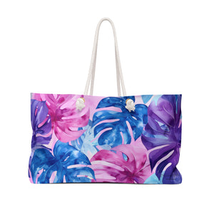 Watercolor Tropics Weekender Bag (Pink, Blue, Purple)